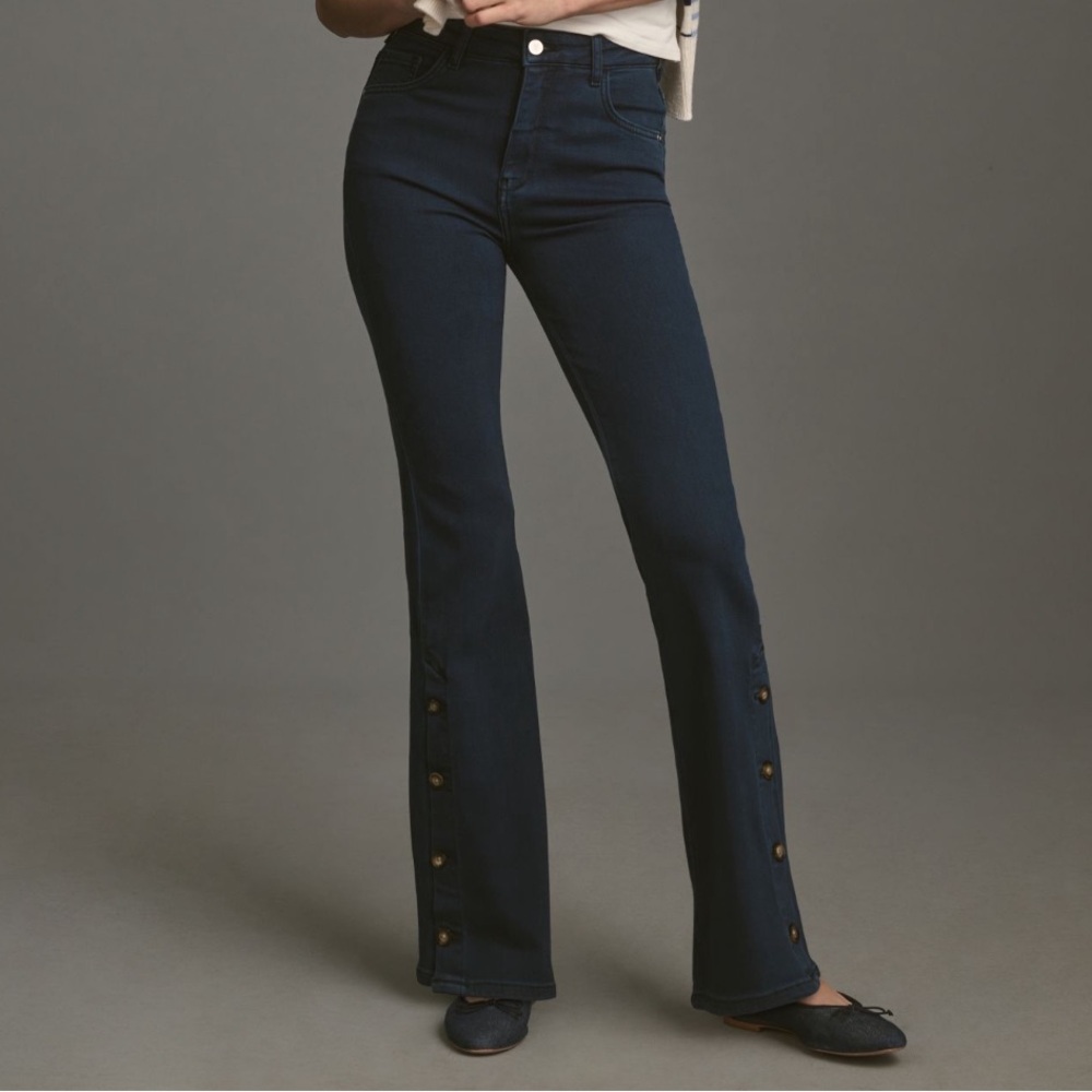 Anthropologie Pilcro Split button mid rise boot cut jeans 27 NWOT